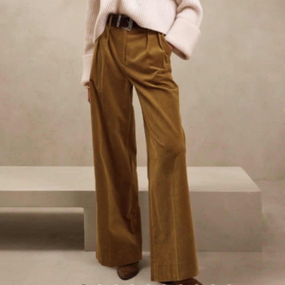 Banana Republic Rivoli Corduroy Wide Leg Pants in Vicuna Brown